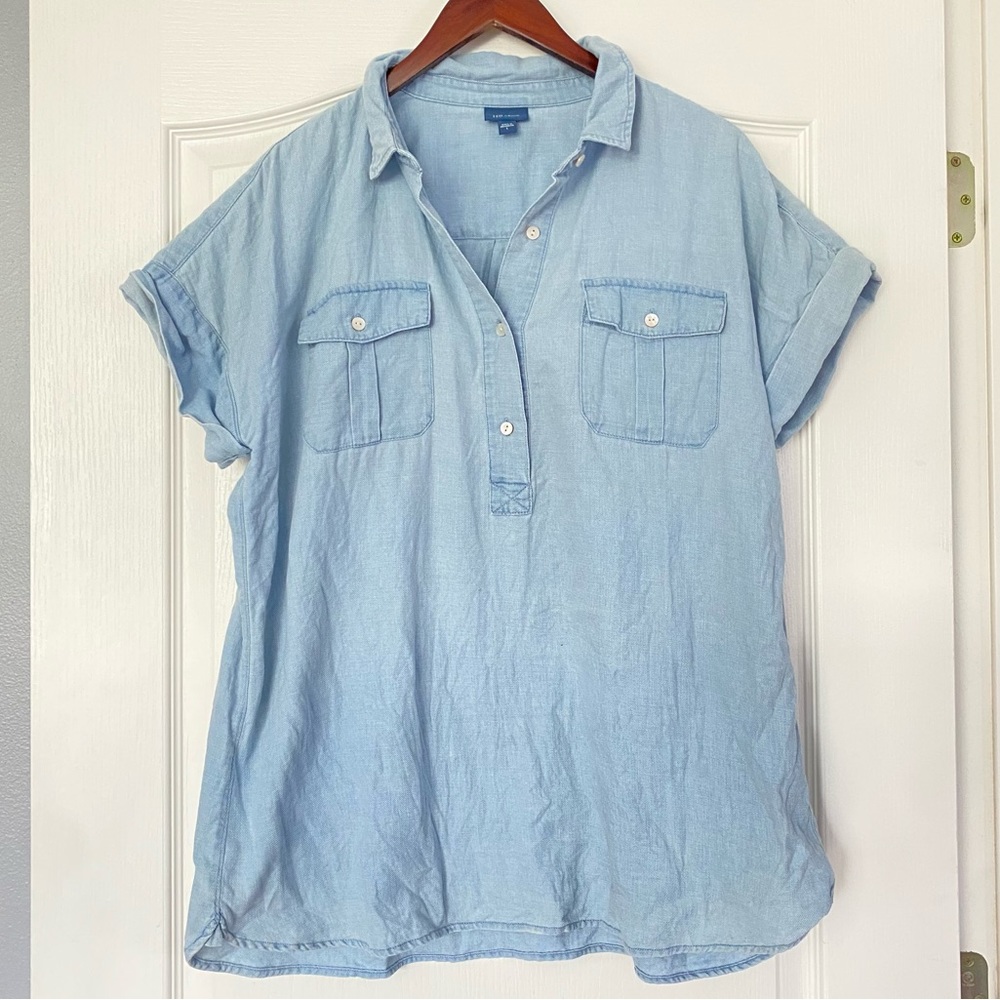 J. Jill Blue Boxy Polo Top